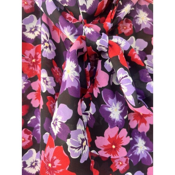 VTG Hillard & Hanson Sleeveless Floral Blouse Size Large Tie Neck Retro Garden - Picture 3 of 6